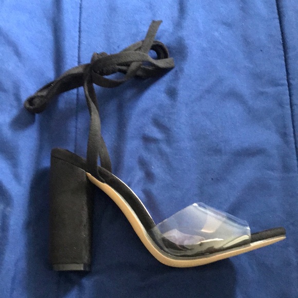 Clear Chunky Heeled Gladiator Sandals - Picture 3 of 5